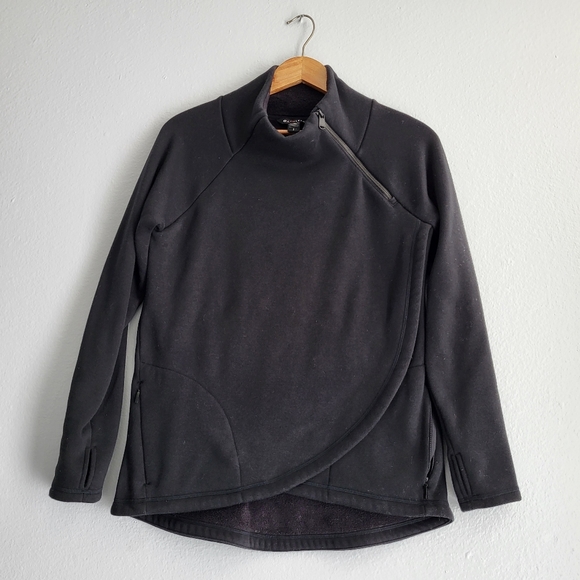Athleta Cozy Karma Asym Black Asymmetrical Zip Pullover Sweater. - Picture 2 of 10